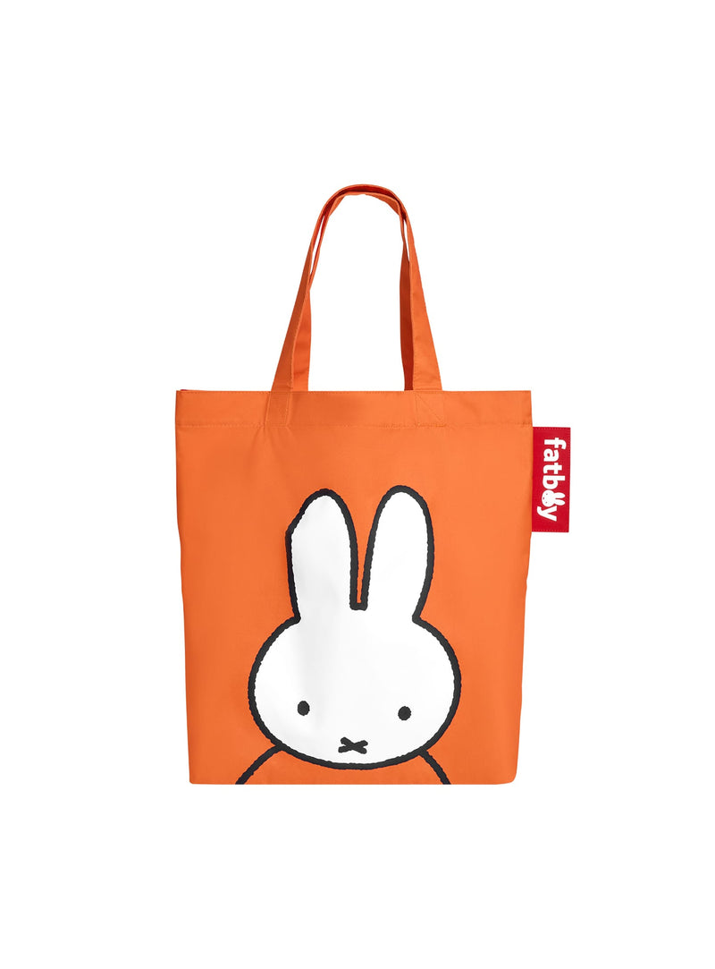 Fatboy Carry-All-Bag x Miffy in orange cotton with all-over Miffy print and red Fatboy label, stylish and durable everyday tote.