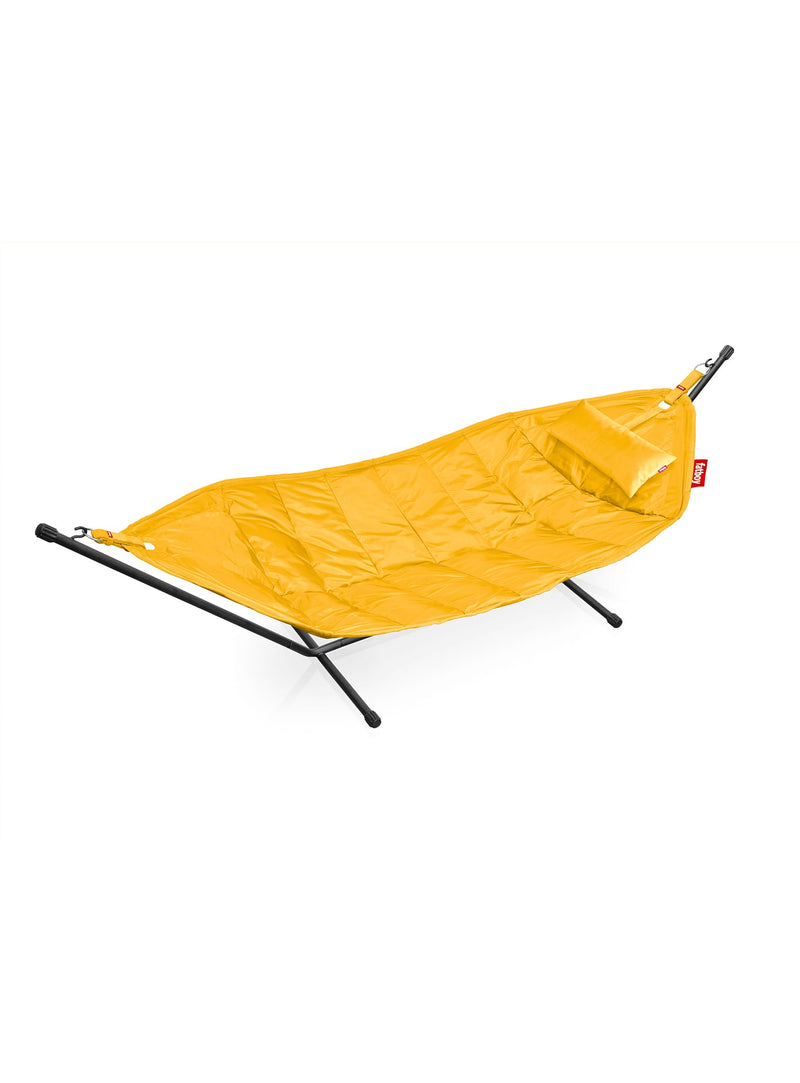 Fatboy Headdemock Deluxe + Pillow, Oversized Hammock with Frame with Polyester Fabric in Daisy Yellow (Size: 270 x 140cm)