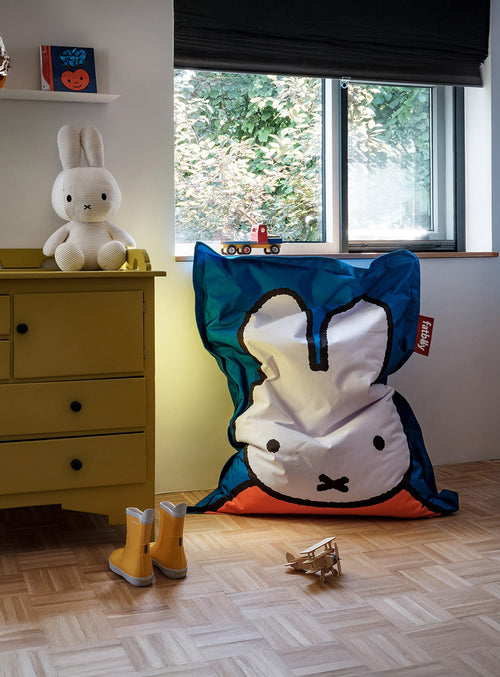 Fatboy Junior x Miffy bean bag adding color, comfort, and fun to a cheerful children’s bedroom or playroom.