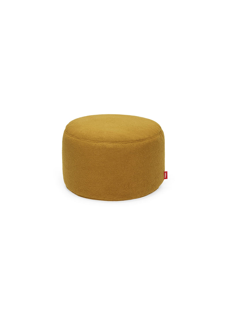 Fatboy Point Large Sherpa ottoman in cider color, plush oversized footstool with soft sherpa fabric, perfect for cozy Canadian living spaces.