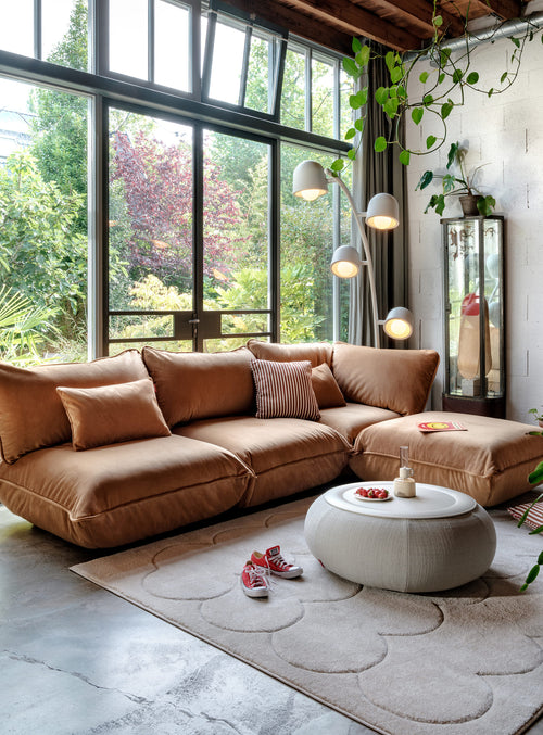 Fatboy Sumo Sectional Sofa 4 Seater Velvet modular corner sofa with recycled fabric.