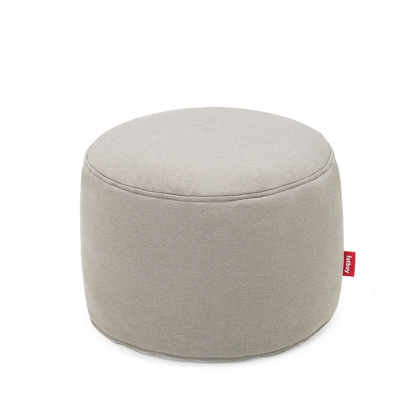 Fatboy Canada Point Outdoor, round ottoman, ideal as an occasional seat or footrest, in Olefin fabric, for outdoor and indoor use with a machine washable cover, grey taupe