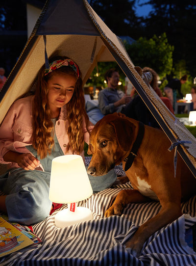 Edison the Petit by Fatboy, cordless LED lamp with 24-hour battery life, ideal for adding a cozy glow to Canadian patios or living rooms.