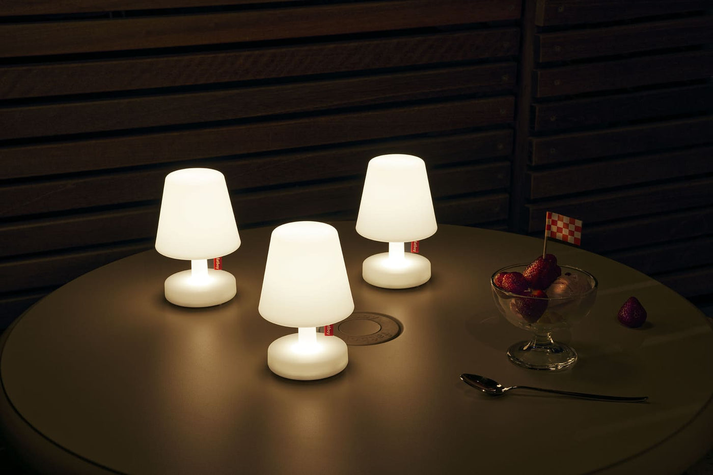 Fatboy mini portable table lamps: Set of three with soft lighting, adjustable brightness, and versatile use for any space in your home.