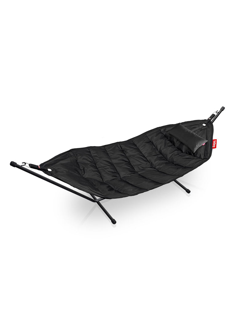 Fatboy Headdemock Deluxe + Pillow, Oversized Hammock with Frame with Polyester Fabric in Black (Size: 270 x 140cm)
