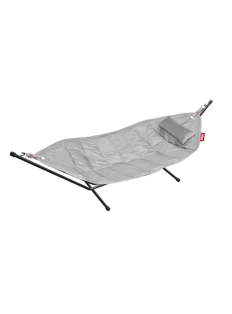 Fatboy Headdemock Deluxe + Pillow, Oversized Hammock with Frame with Polyester Fabric in Light Grey (Size: 270 x 140cm)
