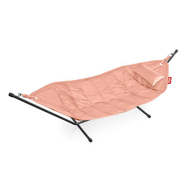 Headdemock Deluxe by Fatboy: spacious hammock with sturdy stand, supports up to 150 kg, perfect for relaxing indoors or outdoors.