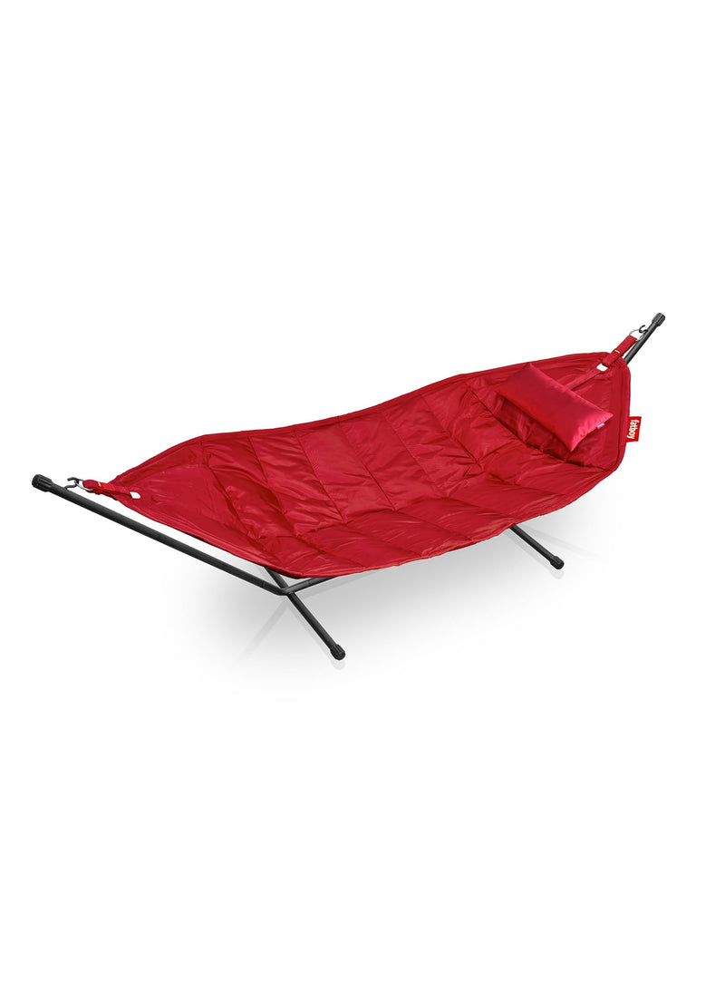 Fatboy Headdemock Deluxe + Pillow, Oversized Hammock with Frame with Polyester Fabric in Red (Size: 270 x 140cm)