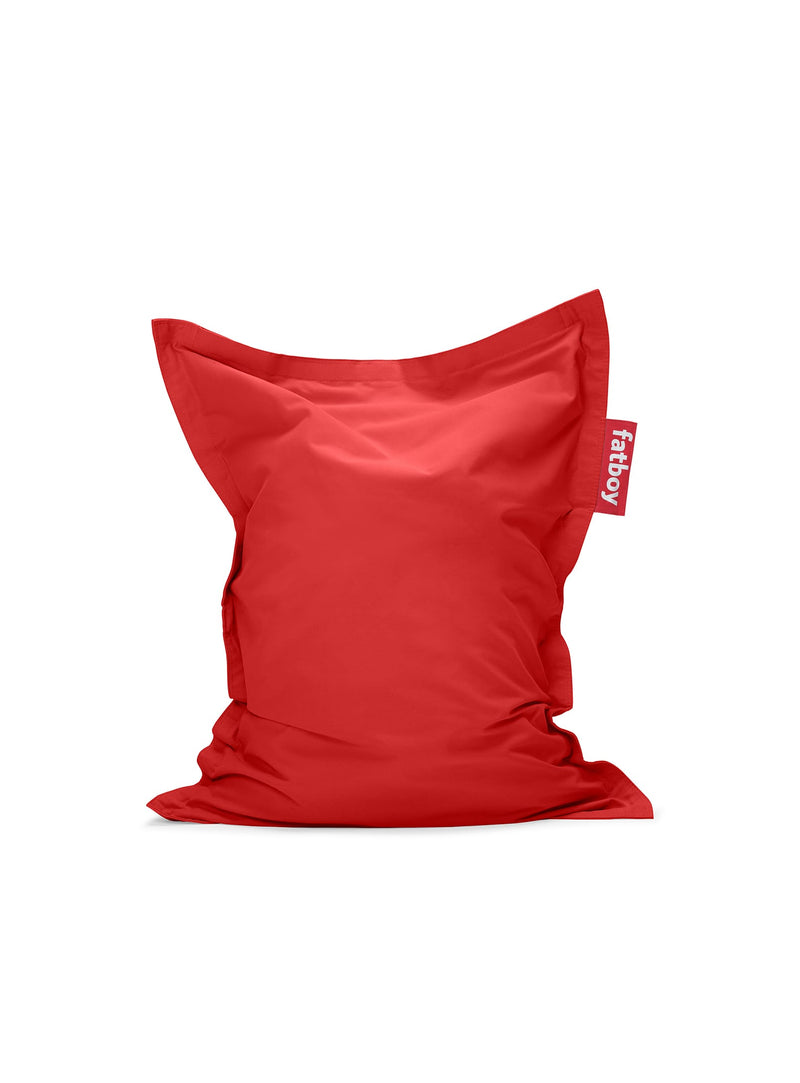 Fatboy Junior Stonewashed in red, a soft and durable cotton bean bag chair for kids, perfect for lounging and playing in Canadian homes.