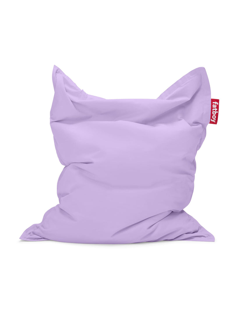 Fatboy Original Stonewashed in lilac color, a luxurious 100% cotton bean bag chair, perfect for indoor lounging in Canadian homes.