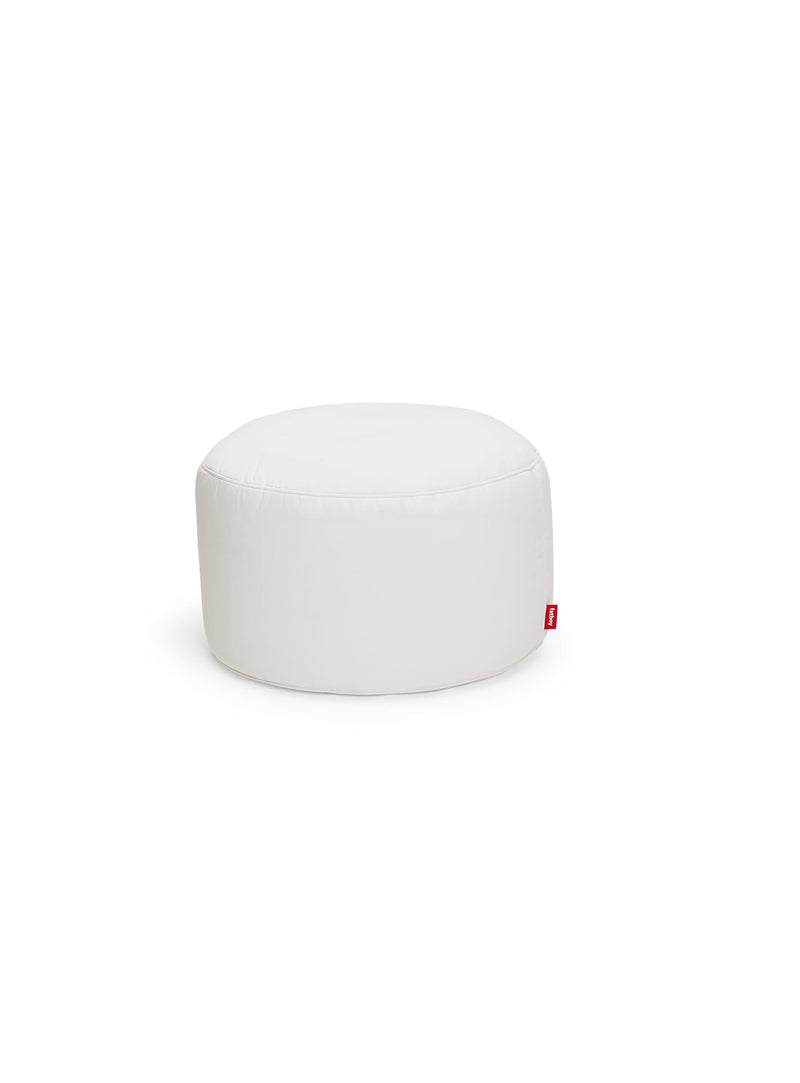 Fatboy Point Large Outdoor ottoman in natural white color, a durable and water-resistant pouf, perfect for Canadian patios and outdoor spaces.