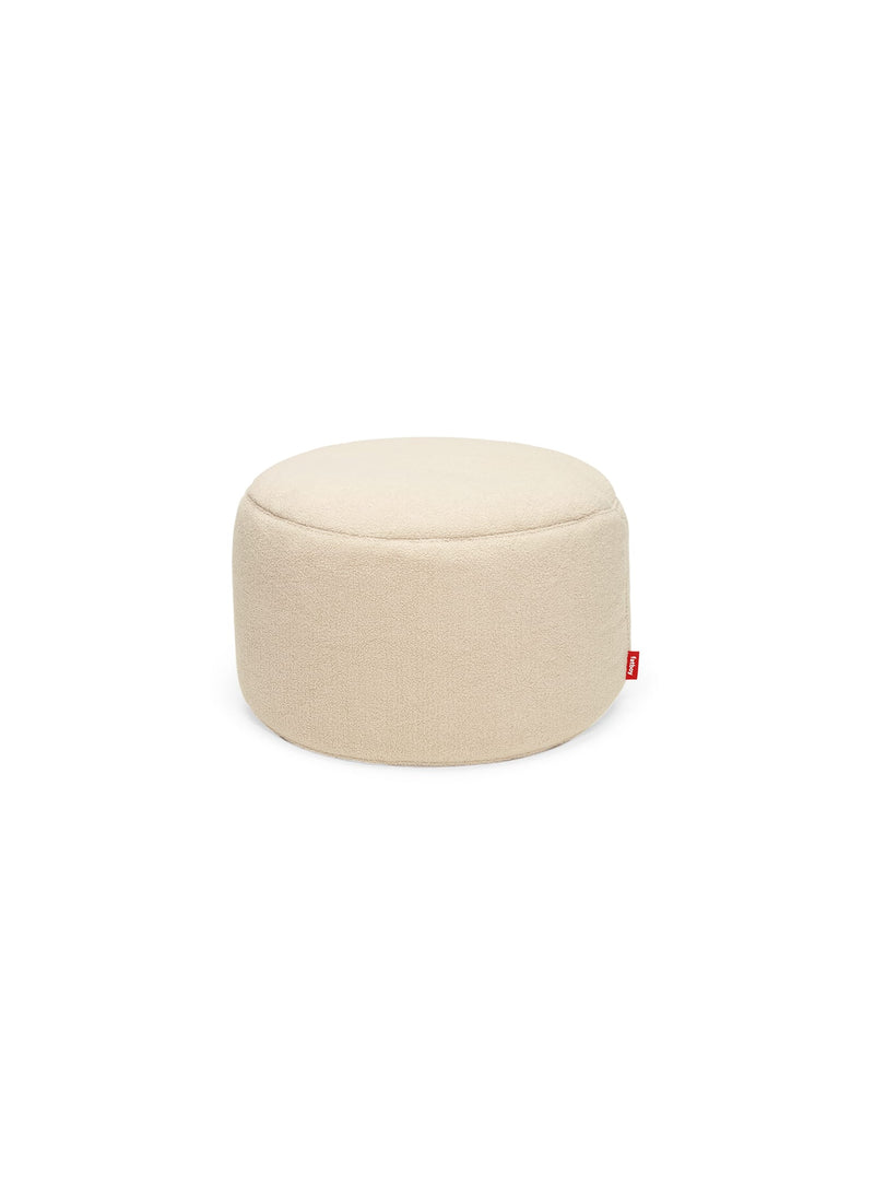 Fatboy Point Large Sherpa ottoman in ecru color, plush oversized footstool with soft sherpa fabric, perfect for cozy Canadian living spaces.