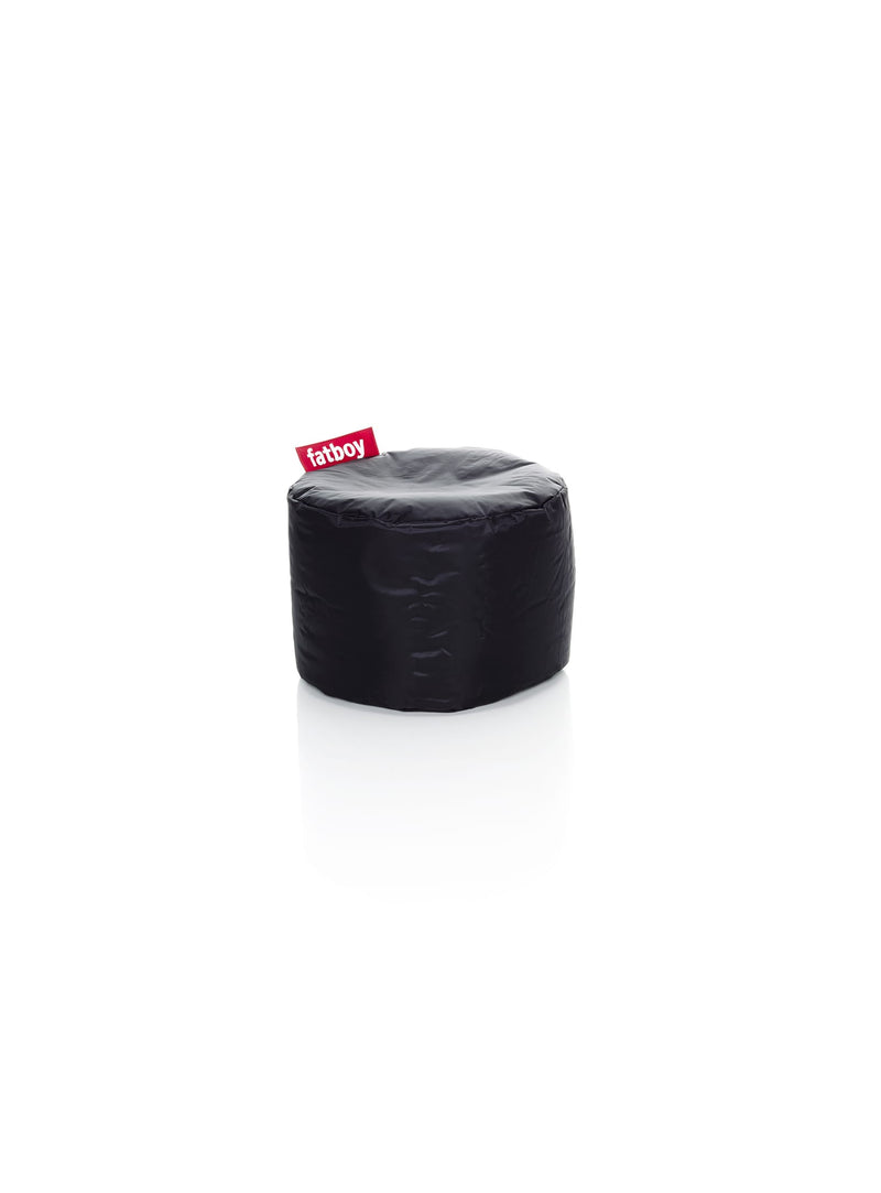 Fatboy Point ottoman in black color, a versatile and durable pouf perfect as a footstool, side table, or seat for Canadian indoor spaces.