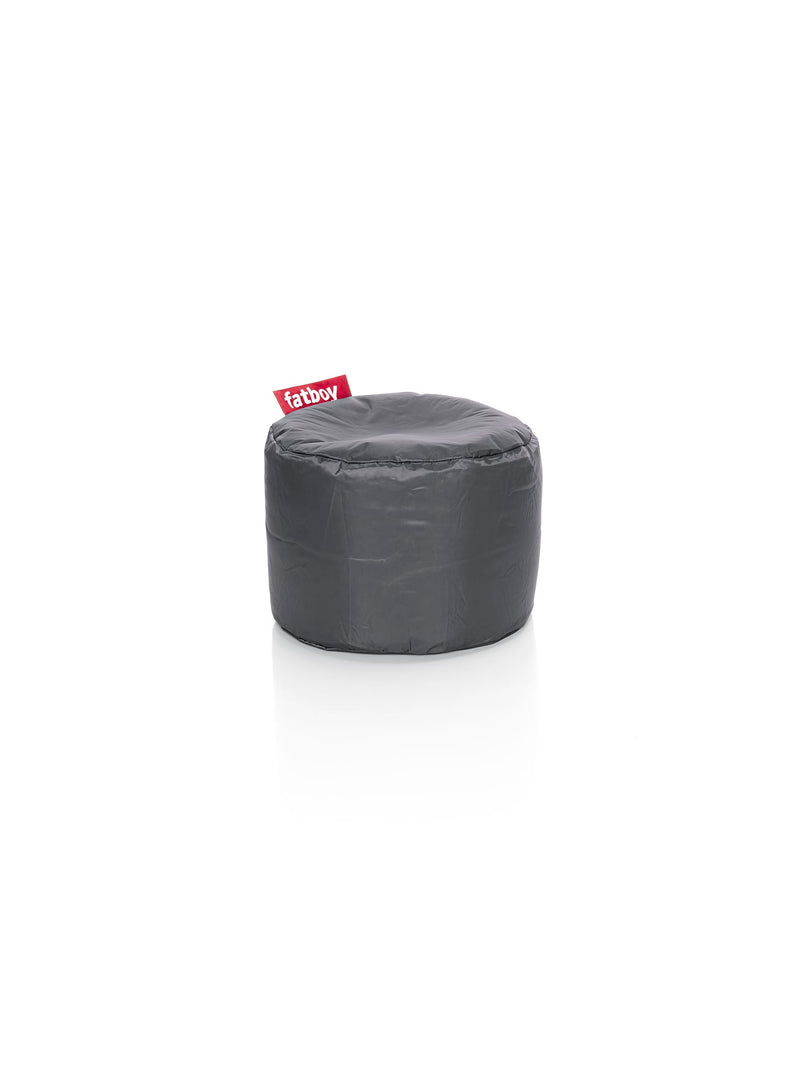 Fatboy Point ottoman in dark grey color, a versatile and durable pouf perfect as a footstool, side table, or seat for Canadian indoor spaces.