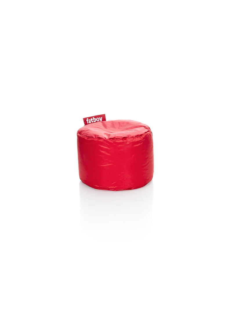 Fatboy Point ottoman in red color, a versatile and durable pouf perfect as a footstool, side table, or seat for Canadian indoor spaces.