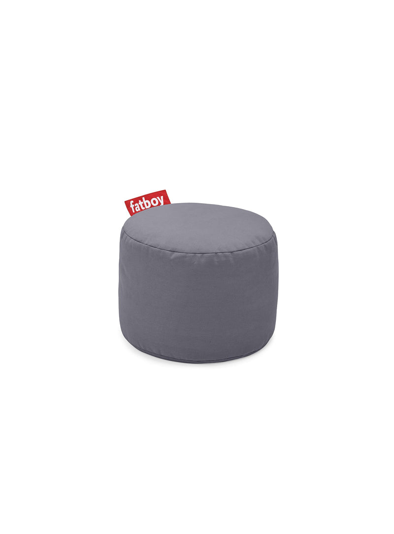 Fatboy Point Stonewashed ottoman in grey color, a versatile cotton footstool and pouf, perfect for adding comfort and style to Canadian interiors.