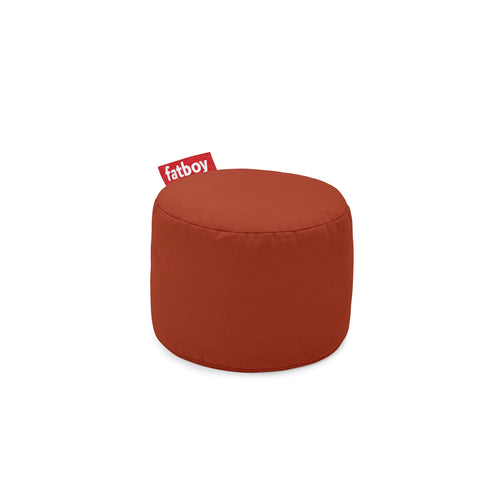 Fatboy Point Stonewashed in Rhubarb: versatile 100% cotton ottoman, perfect for footrest, side table, or extra seating.