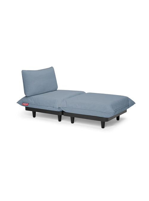 Fatboy Paletti Lounger in storm blue color, an individual outdoor sofa and daybed with UV-resistant and water-repellent fabric, perfect for Canadian patios.