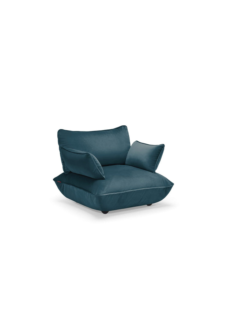 Fatboy Sumo Loveseat Velvet Petrol: sustainable modular two-seater sofa shown.
