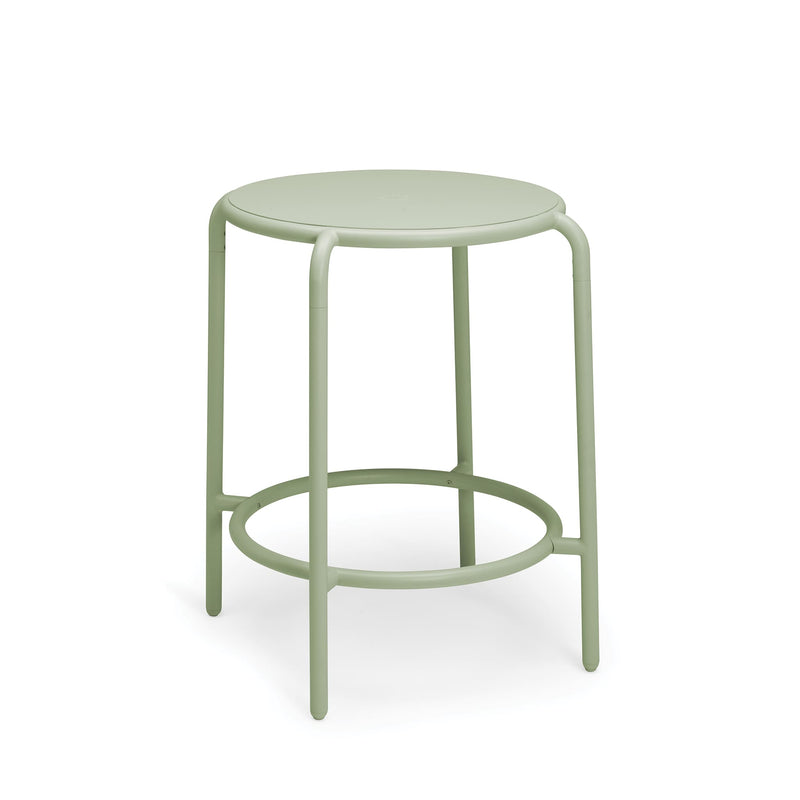 Toní Haute Bistreau by Fatboy in mist green color: corrosion-resistant, colorfast aluminum bar table, ideal for outdoor gatherings and dining.