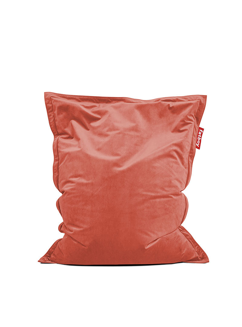Fatboy Canada Slim Velvet, indoor bean bag with recycled polyester velvet cover, easy to clean, rhubarb