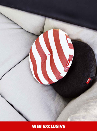 Fatboy Circle Pillow, a weather-resistant outdoor throw pillow, perfect for adding comfort and style to Canadian patios and pool decks.