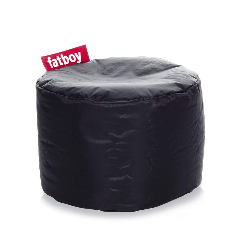 Fatboy Canada Point, round ottoman that serves as a booster seat or footrest, made of nylon fabric and easily cleaned, black