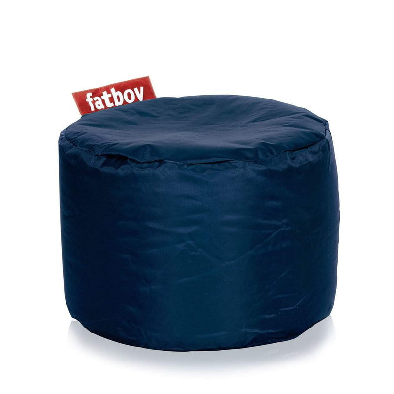 Fatboy Canada Point, round ottoman that serves as a booster seat or footrest, made of nylon fabric and easily cleaned, blue