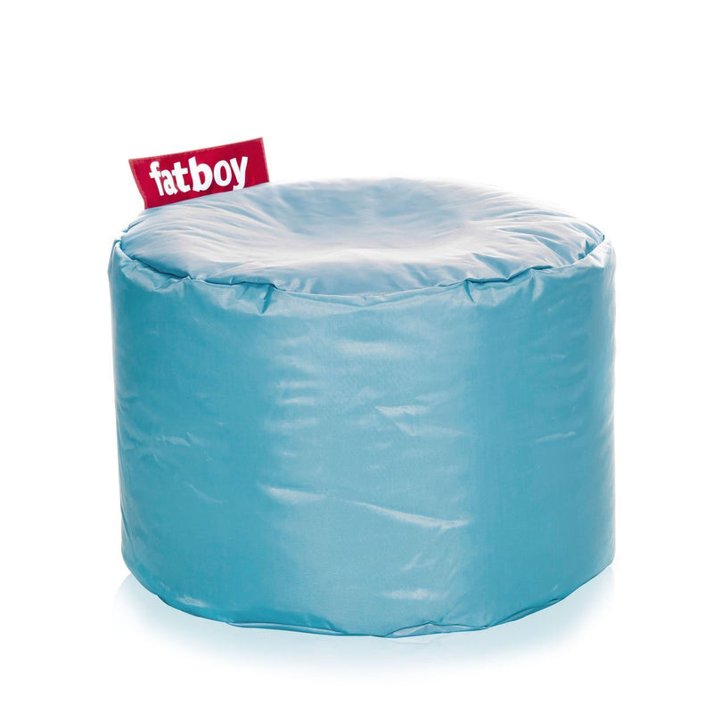 Fatboy Canada Point, round ottoman that serves as a booster seat or footrest, made of nylon fabric and easily cleaned, ice blue
