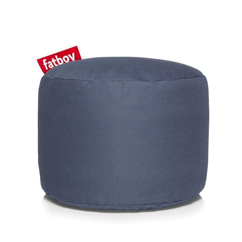 Fatboy Canada Point Stonewashed, round ottoman, ideal as a booster seat or footrest, made of cotton fabric for interior use only, easily cleaned, blue