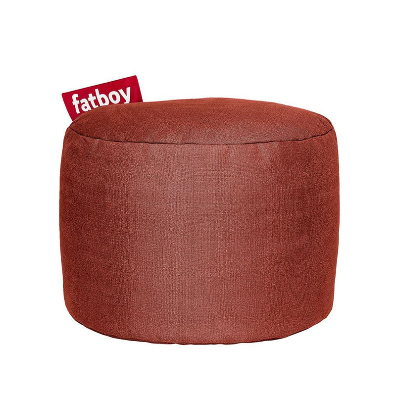Fatboy Canada Point Stonewashed, round ottoman, ideal as a booster seat or footrest, made of cotton fabric for interior use only, easily cleaned, rhubarb