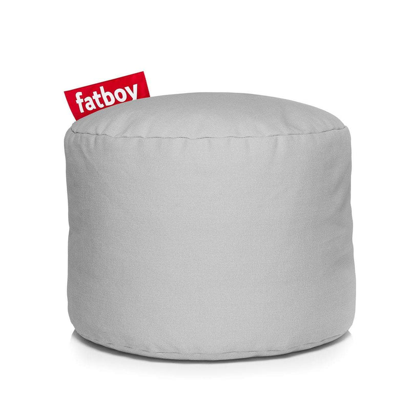 Fatboy Canada Point Stonewashed, round ottoman, ideal as a booster seat or footrest, made of cotton fabric for interior use only, easily cleaned, silver grey