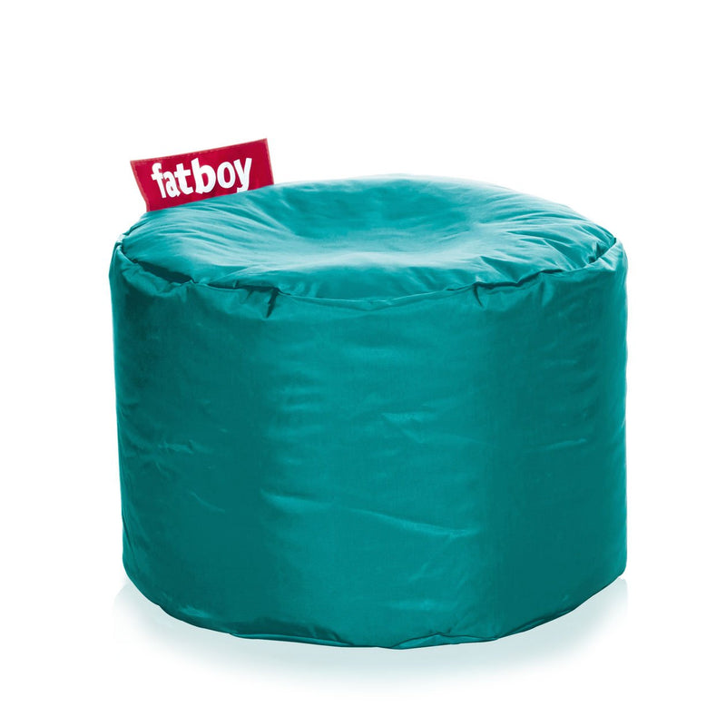 Fatboy Canada Point, round ottoman that serves as a booster seat or footrest, made of nylon fabric and easily cleaned, turquoise